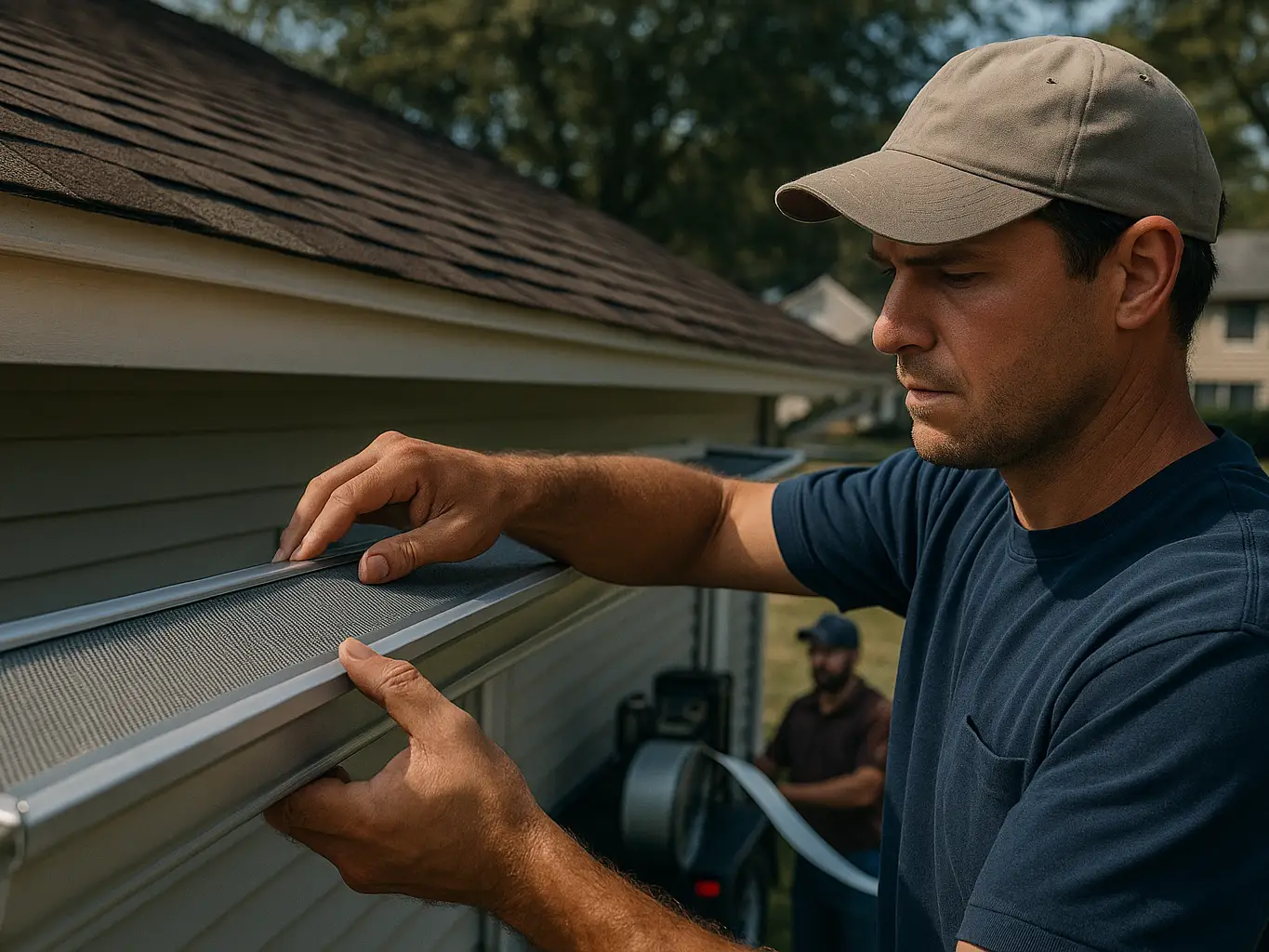 Gutter guard installation at the eave, the highest-margin gutter lead type we qualify