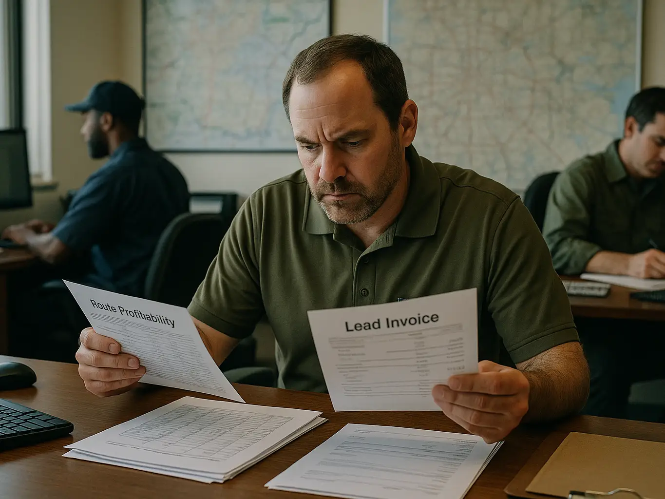 Pest control branch manager comparing purchased lead costs against recurring account value