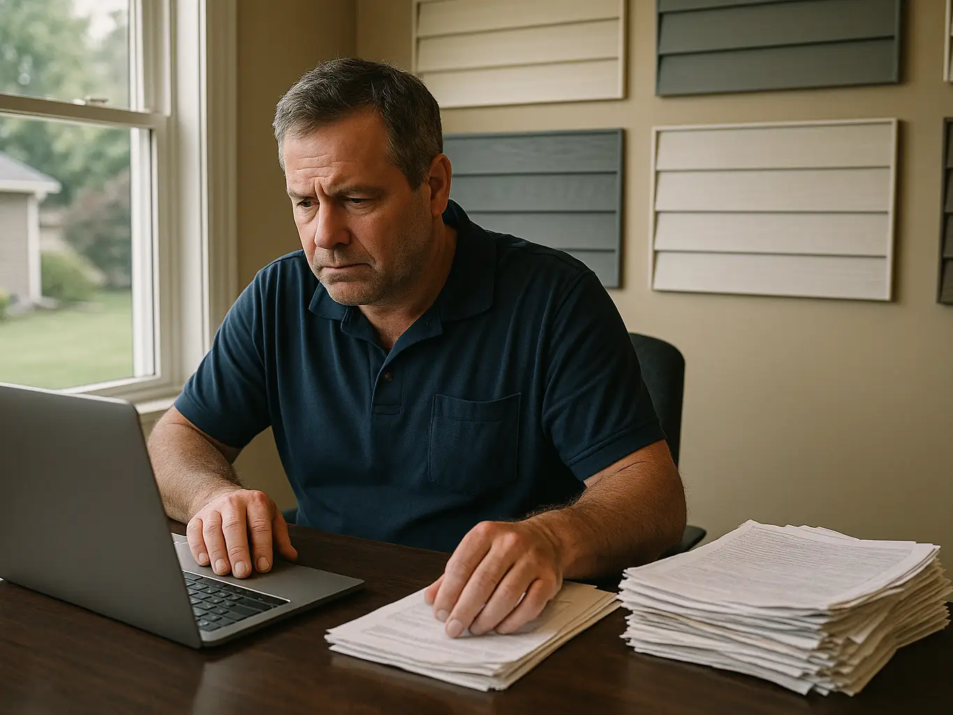 Siding company owner comparing stale marketplace leads with committed siding consults